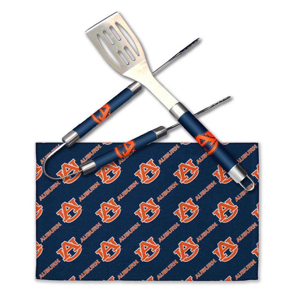 THE NORTHWEST GROUP NCAA Auburn Stainless Steel BBQ Grilling Utensil Set Outdoor Kitchen