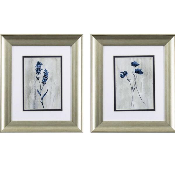 HomeRoots Victoria Blue and Grey Flower by Unknown Wooden Wall Art