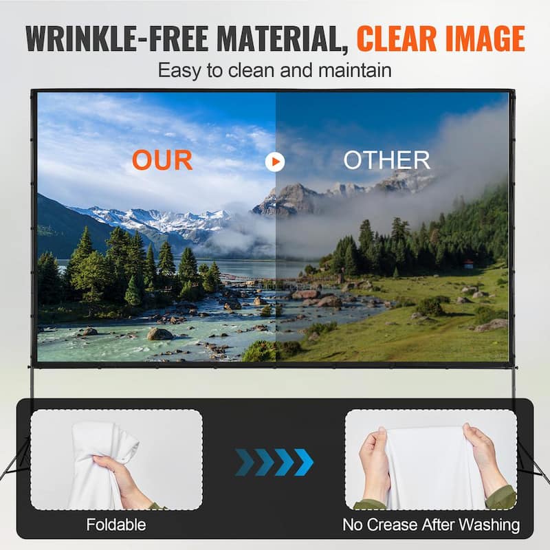 Projector Screen 150 in. with Stand Outdoor Movie Screen with Stand Wrinkle-Free Projection Screen with Tripods