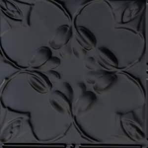Take Home Sample - Lilac Satin Black 1 ft. x 1 ft. Decorative Tin Style Nail Up Ceiling Tile (1 sq. ft./case)