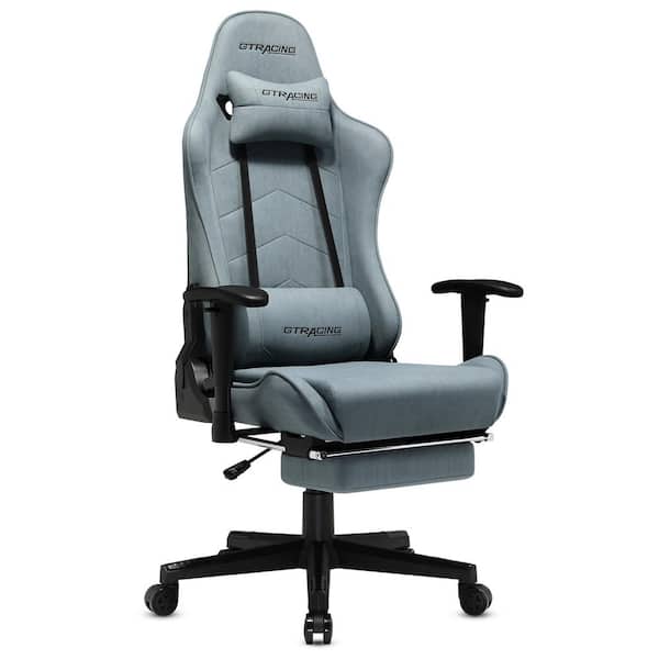 null Water Blue Leathaire Gaming Chair with Footrest Big and Tall Gamer Chair Office Executive Chair