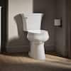 KOHLER Highline Arc 12 in. Rough In 2-Piece 1.28 GFP Single Flush Elongated Chair Height Toilet in White with Soft Close Seat K-78279-0