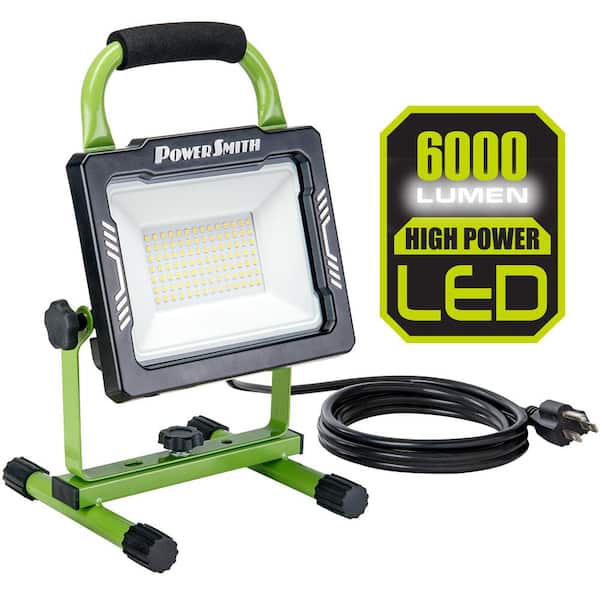 PowerSmith 6,000 Lumen LED Work Light with All Metal Stand, 5 ft. Power cord, Impact Resistant Lens PWL160S - The Home Depot