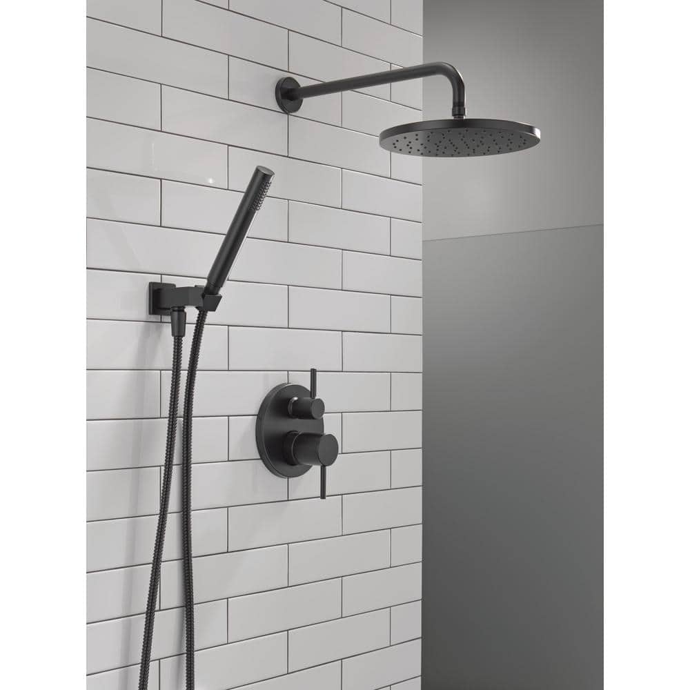 Matte Black Modern Rain Shower System with Handheld Spray