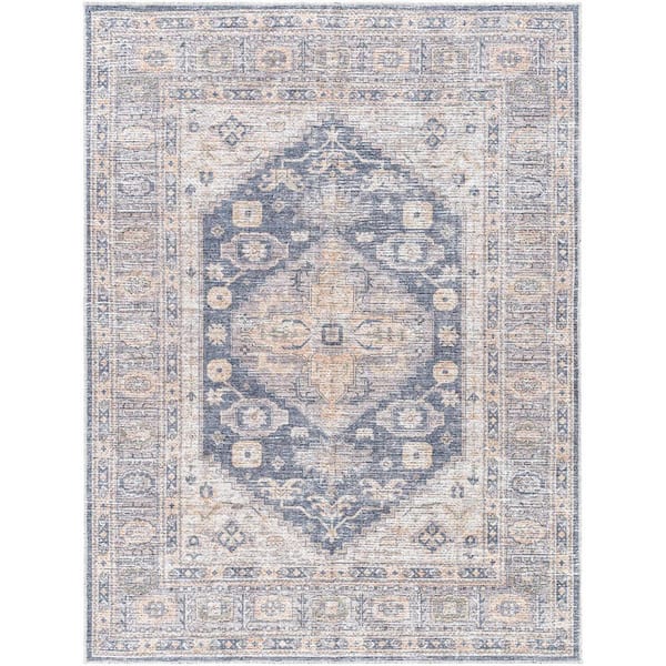 Lorelai Beige Traditional 8 ft. x 10 ft. Indoor Machine-Washable Area Rug