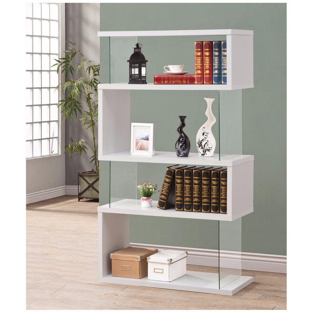 Sophia Glossy White Wooden Kids' Bookcase with Tempered Glass Sides