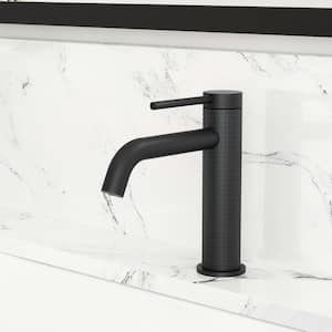 Single-Handle Single-Hole Mid Arc Bathroom Faucet with Supply Lines in Spot Defense Matte Black
