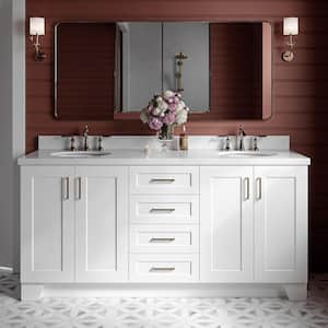 Taylor 73 in. W x 22 in. D x 36 in. H Double Freestanding Bath Vanity in White with Carrara White Marble Top