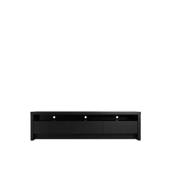 Manhattan Comfort Sylvan 70.86 in. Black TV Stand with 3-Drawers Fits TV's up to 60 in. with Cable Management