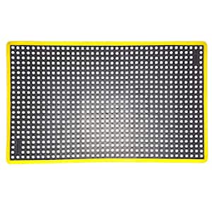 K-Series Safety Tract Black/Yellow 36 in. x 60 in. x 3/4 in. Anti-Fatigue Drainage Rubber Non-Slip Grease-Resistant Mat