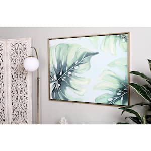 1- Panel Leaf Monstera Framed Wall Art with Gold Frame 47 in. x 36 in.