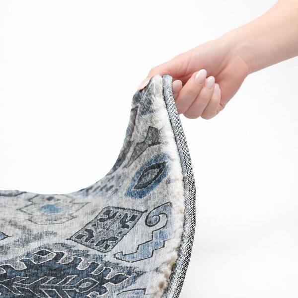 Dream Shag Premium Machine Washable Abstract ADS775 Blue 3 ft. x 4 ft. Area Rug