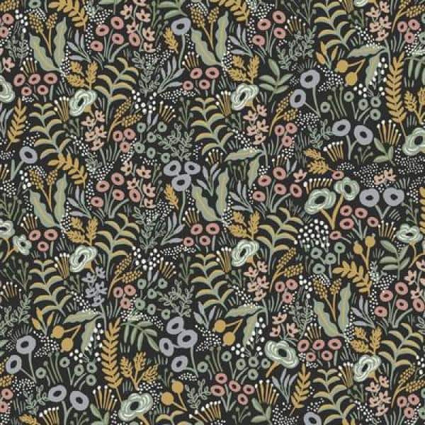 Meadow Blooms 27' x 27" Black Floral Nonwoven Wallpaper