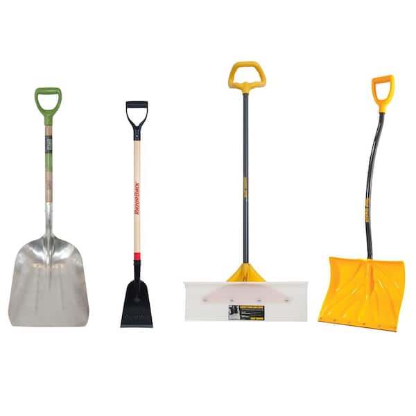 True Temper 4-Piece Deluxe Snow and Ice Removal Combo with Shovel, Pusher, Scraper, and Scoop Garden Tool Set