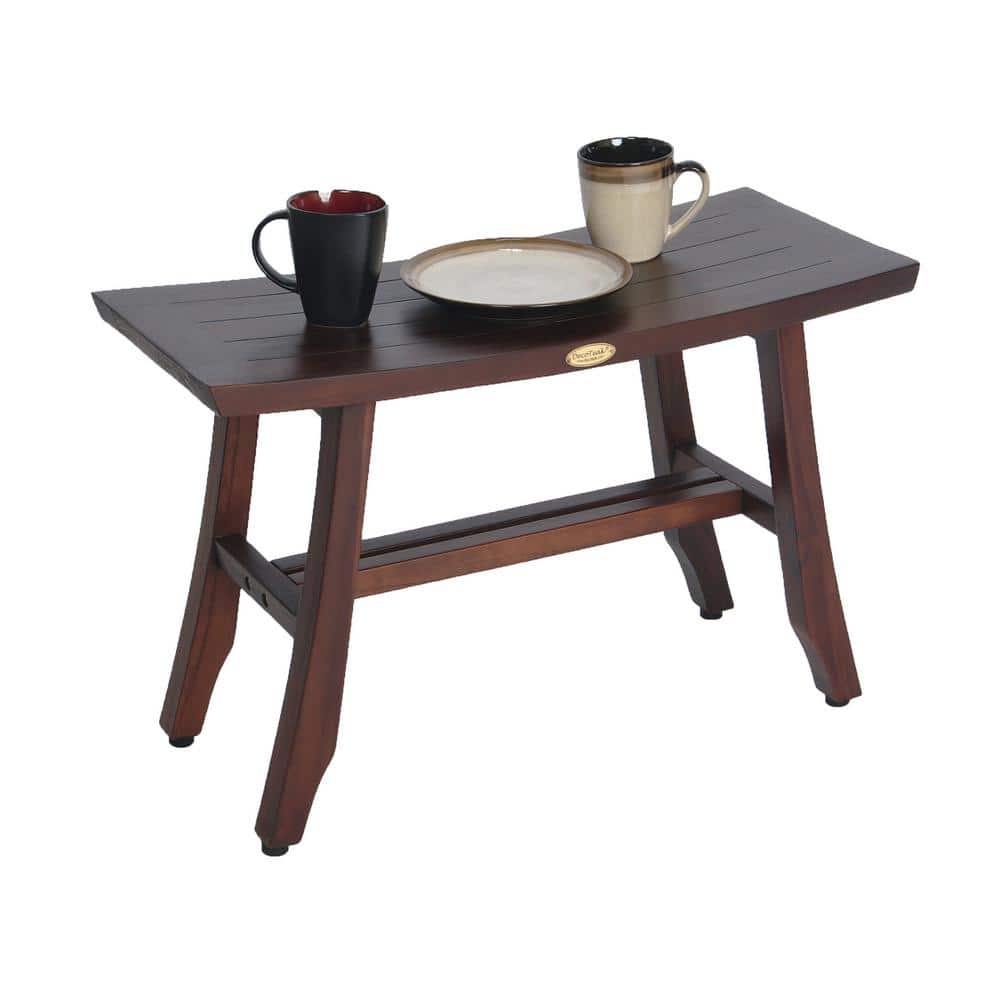 24" Wide Teak Wood Shower Stool with Crossbar