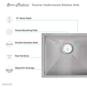 Tourner 21 in. x 18 in. Stainless Steel, Single Basin, Undermount Kitchen Sink