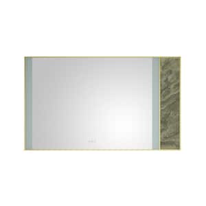 60 in. W x 36 in. H Large Rectangular Stainless Steel Framed Dimmable Wall LED Bathroom Vanity Mirror in Gold Frame