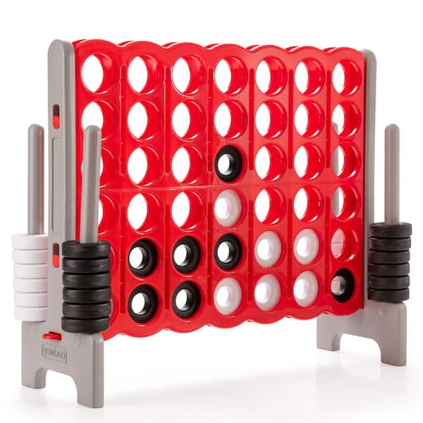 HONEY JOY Jumbo 4-to-Score Giant Game Set Giant 4 in. A Row Game Set in Red plus Grey