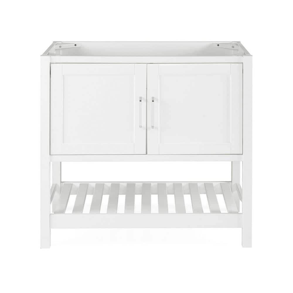 Bennet 36" White Pine Freestanding Vanity Cabinet with Shelf