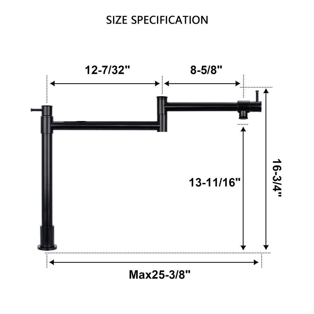Matte Black Double Handle Pot Filler Faucet