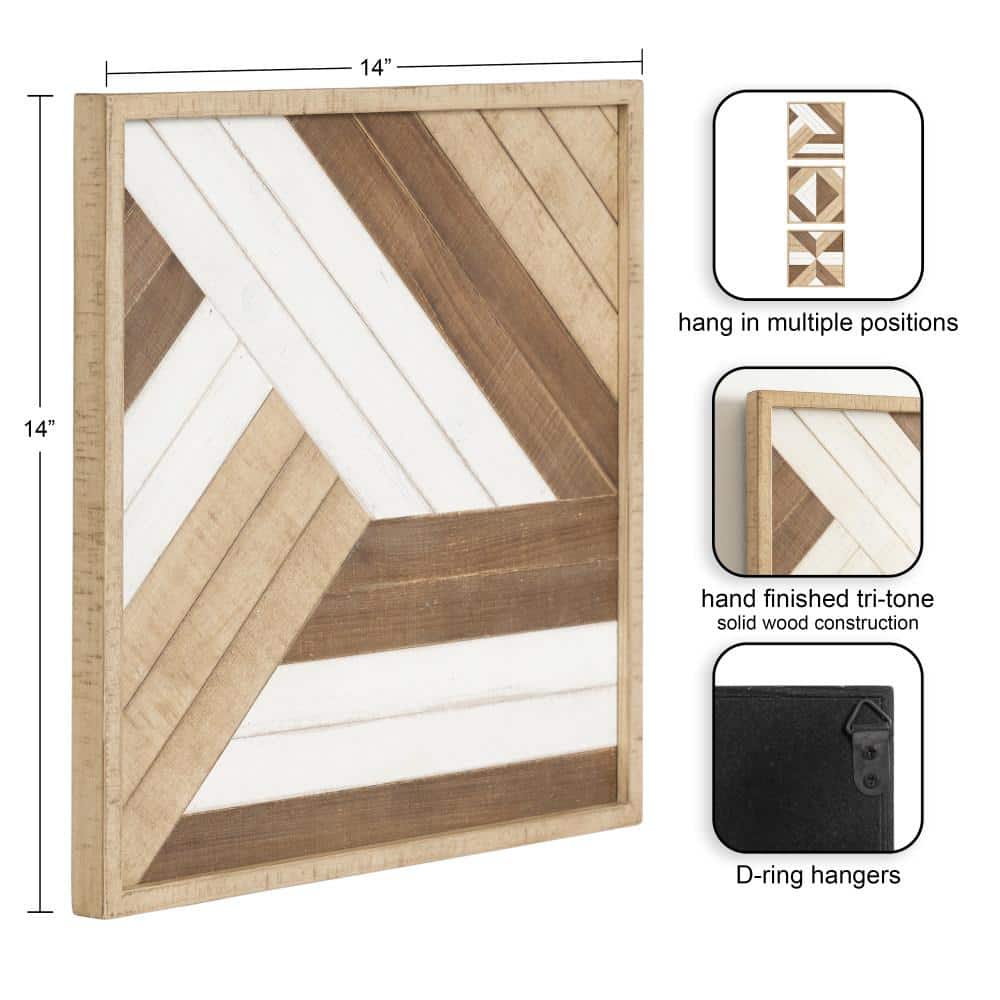 Ballez 14" Tri-Tone Geometric Wood Wall Art Set