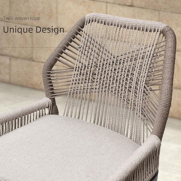 Set of 2 Indoor Outdoor Wicker Bar Stools w/ Cushion, Footrests, Armrests
