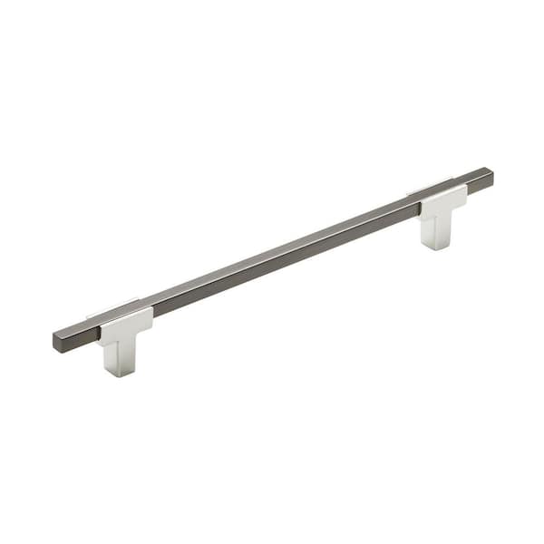 Amerock Urbanite 7-9/16 in. (192mm) Modern Polished Chrome/Black Chrome Bar Cabinet Pull