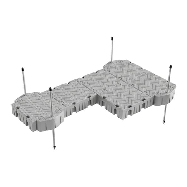 Flexx 16 ft. P-Shaped Floating Dock Package with Pipe Guides