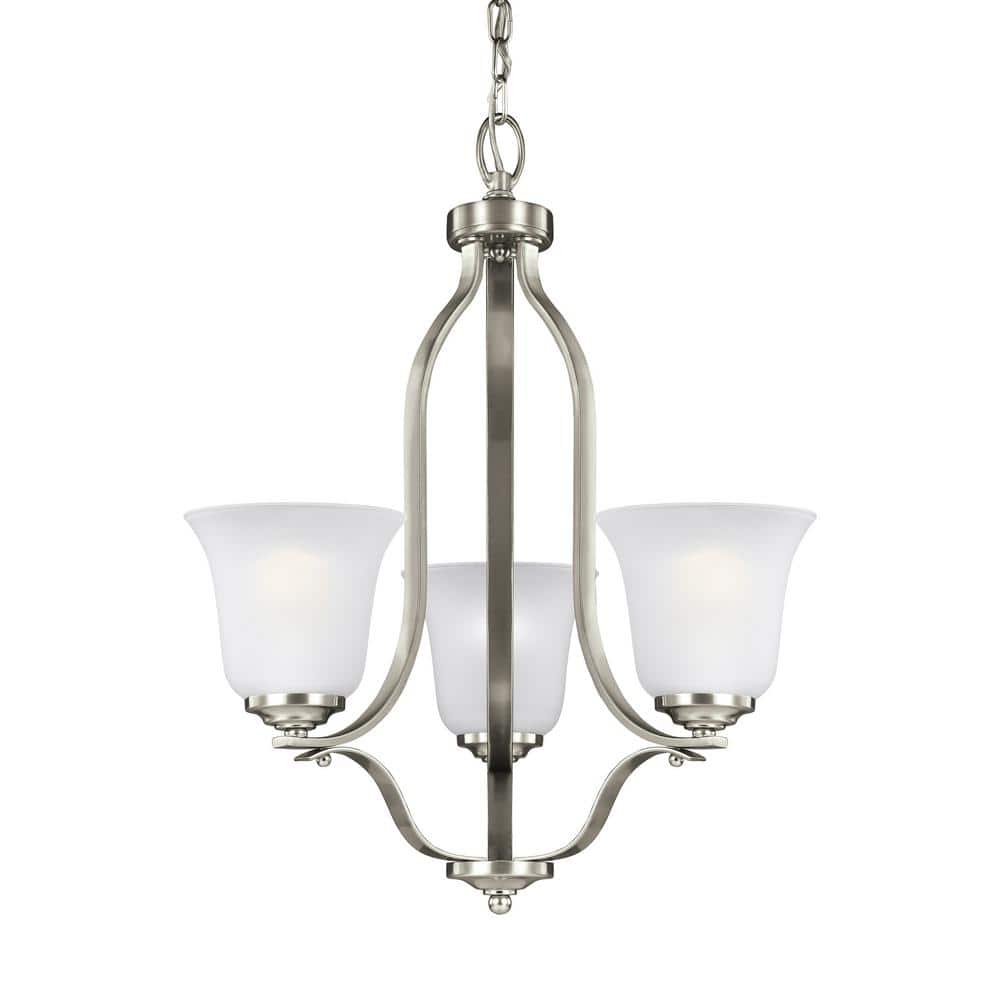 Emmons Brushed Nickel Mini Chandelier with Satin Etched Glass
