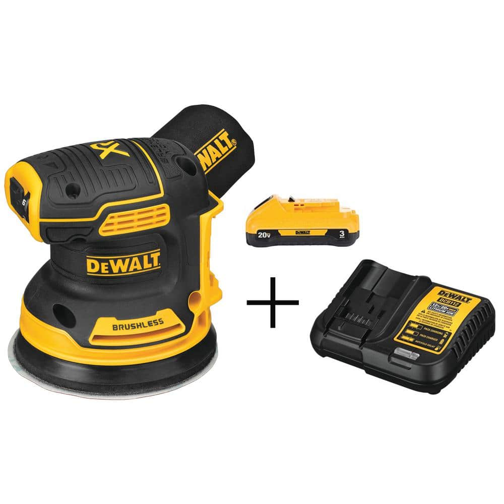 DEWALT 20V MAX XR Cordless Brushless 5 in. Random Orbital Sander, (1) 20V  Lithium-Ion 3.0Ah Battery, and 12V-20V MAX Charger DCW210BW230C - The Home  ...