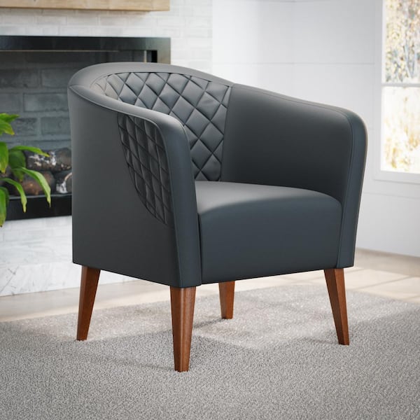 gray faux leather accent chair