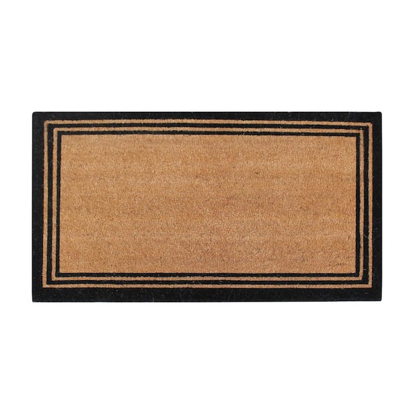 A1 Home Collections A1HC Black/Beige 24 in x 39 in Coir PVC Classic Border Heavy Duty Boot Scrapper Doormat