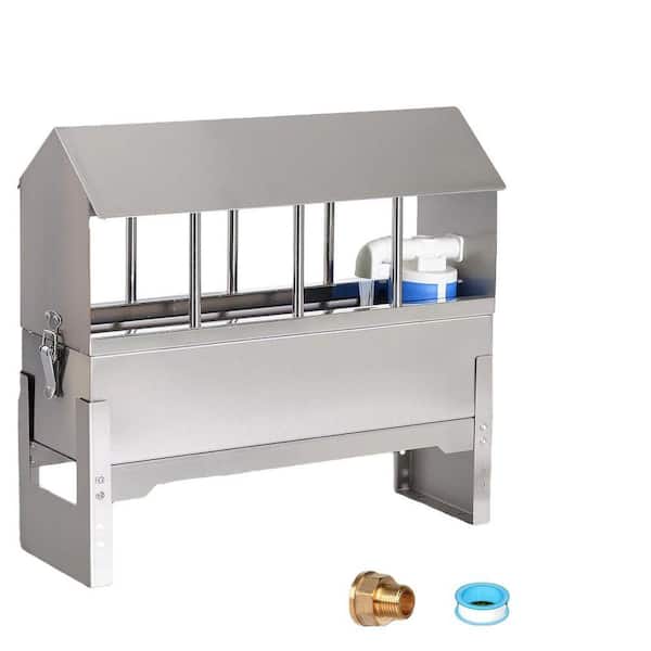Automatic Poultry Waterer Feeder Stainless Steel System w/ Float Valve Stand Legs Hose for Chicken Coop Duck Pigeon
