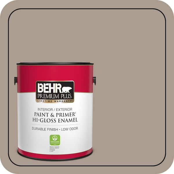 BEHR PREMIUM PLUS 1 gal. #N210-4 Espresso Martini Hi-Gloss Enamel Interior/Exterior Paint & Primer