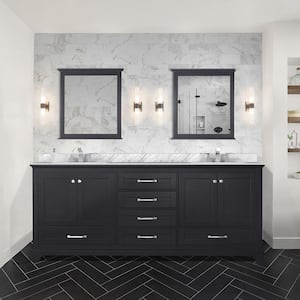 Dukes 80 in. W x 22 in. D Espresso Double Bath Vanity without Top and 30 in. Mirrors