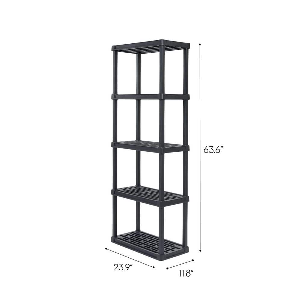 Black 5-Tier Plastic Utility Storage Shelf