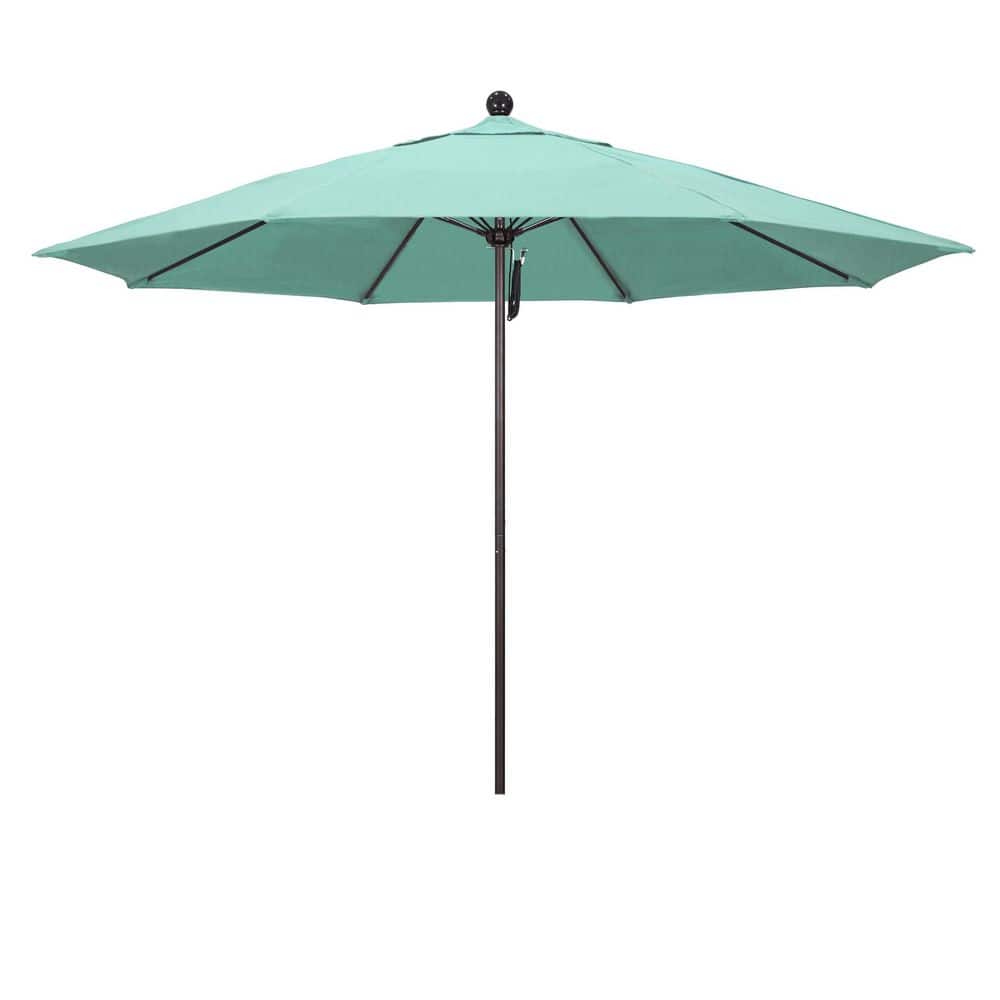 11 ft. Bronze Aluminum Market Patio Umbrella with Fiberglass Ribs Pulley Lift in Spectrum Mist Sunbrella price history on PriceWatchPro