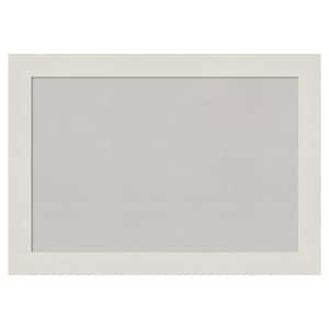 Rustic Plank White Narrow Framed Grey Corkboard 27 in. x 19 in. Bulletin Board Memo Board