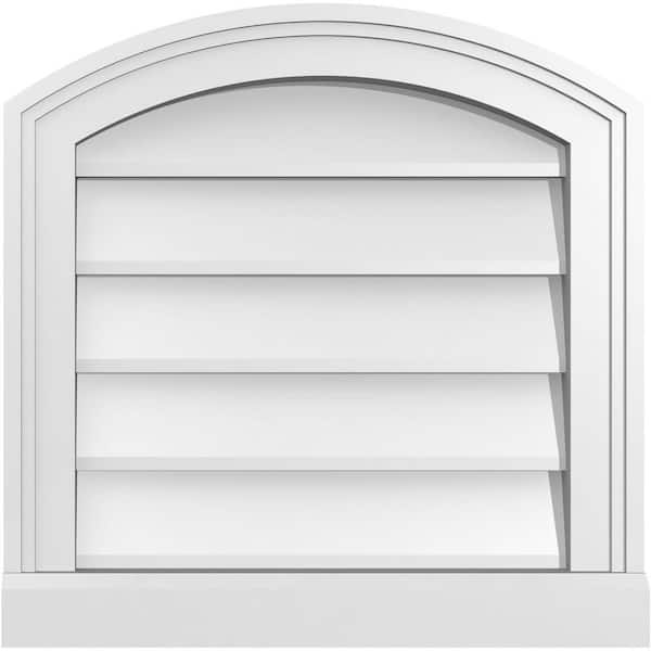 Ekena Millwork 18 in. x 18 in. Arch Top Surface Mount PVC Gable Vent: Functional with Brickmould Sill Frame