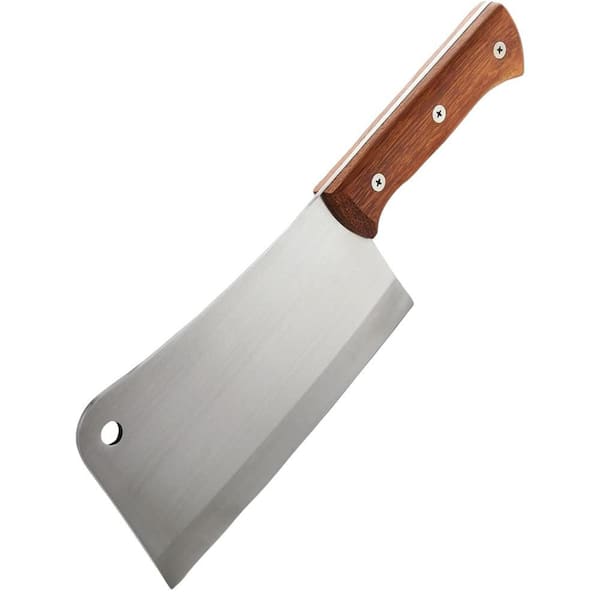8 in. Meat Cleaver Stainless Steel Blade with Wood Handle, Heavy-Duty Butcher Knife