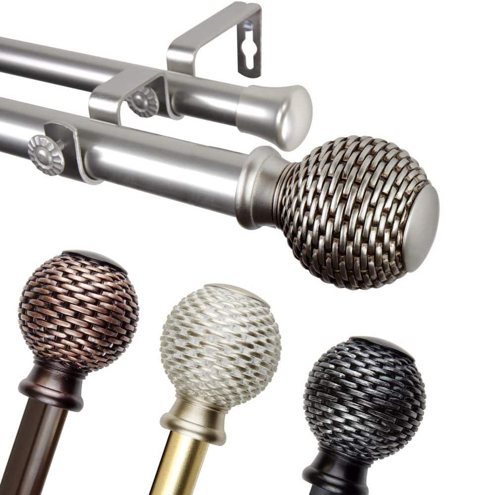 "1"" Dia Adjustable 160-240"" Double Curtain Rod in Black with Talitha Finials" price history on PriceWatchPro