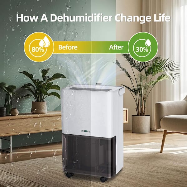 30 pt. 1,500 sq.ft. Portable Dehumidifier in White with Auto-Deforst, Dual-Filter, Variable Speeds, Continuous Run