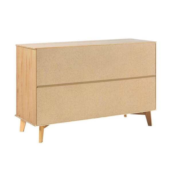Sloane Natural Pine 6-Drawer Wood Mid-Century Modern Solid Wood 52 in. Dresser