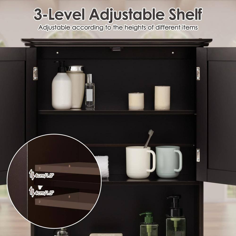 Espresso MDF Wall Mount Bathroom Cabinet with Open Shelf