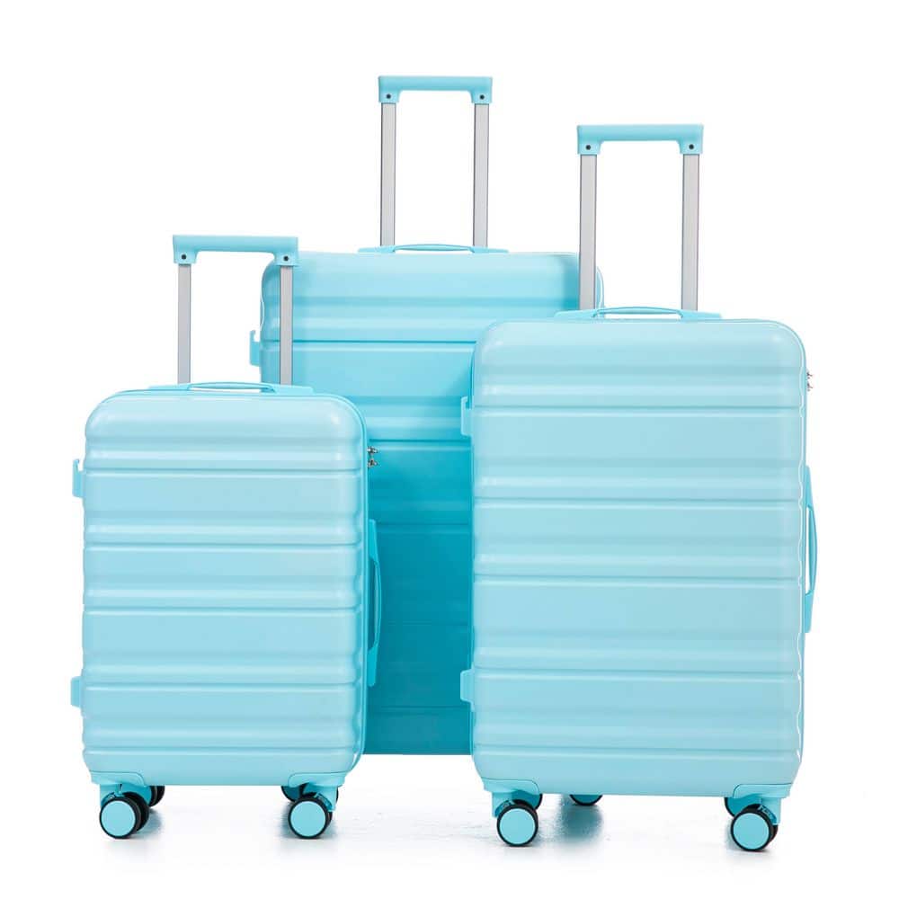 Boyel Living 3-Piece Blue ABS Plastic Hardside Spinner Luggage Set