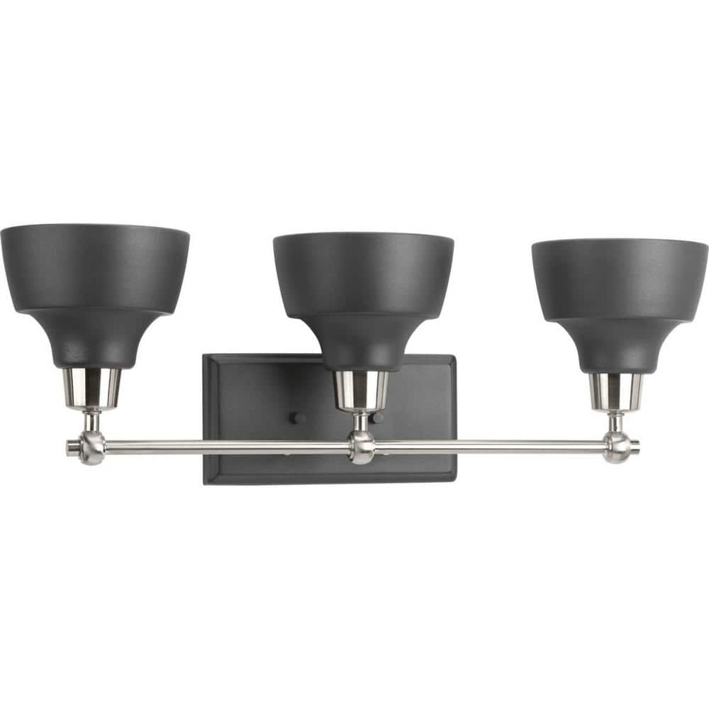 Bramlett 3-Light Brushed Nickel Bath Vanity with Metal Shades
