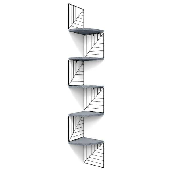 RANK Modern 5-Tier Floating Corner Shelves Wall Mounted Display Organizer  Storage Shelf for Bathroom, Bedroom, Living Room, Kitchen, Office and More  (White)