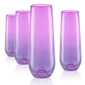 9 oz. Stemless Champagne Flute in Purple (Set of 4)