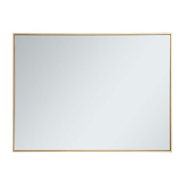 Medium Rectangle Brass Modern Mirror, Brass Framed Rectangular Mirror