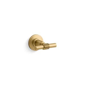 Torrington Wall Mounted Knob Robe/Towel Hook in Vibrant Brushed Moderne Brass